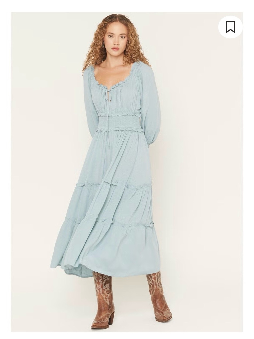 Wild Moss Women’s Solid Jacquard Smocked Waist Midi Dress